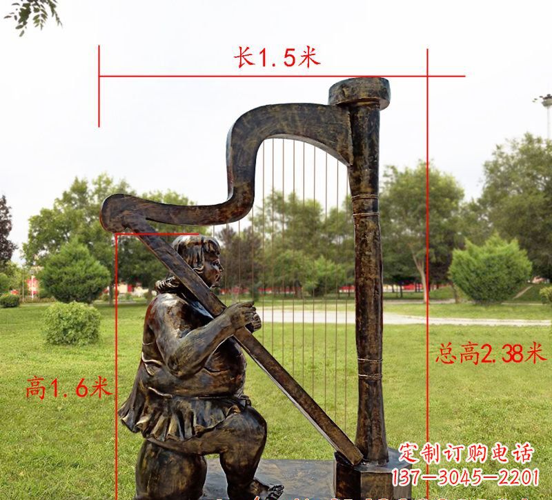 昆明手工铜制竖琴雕塑