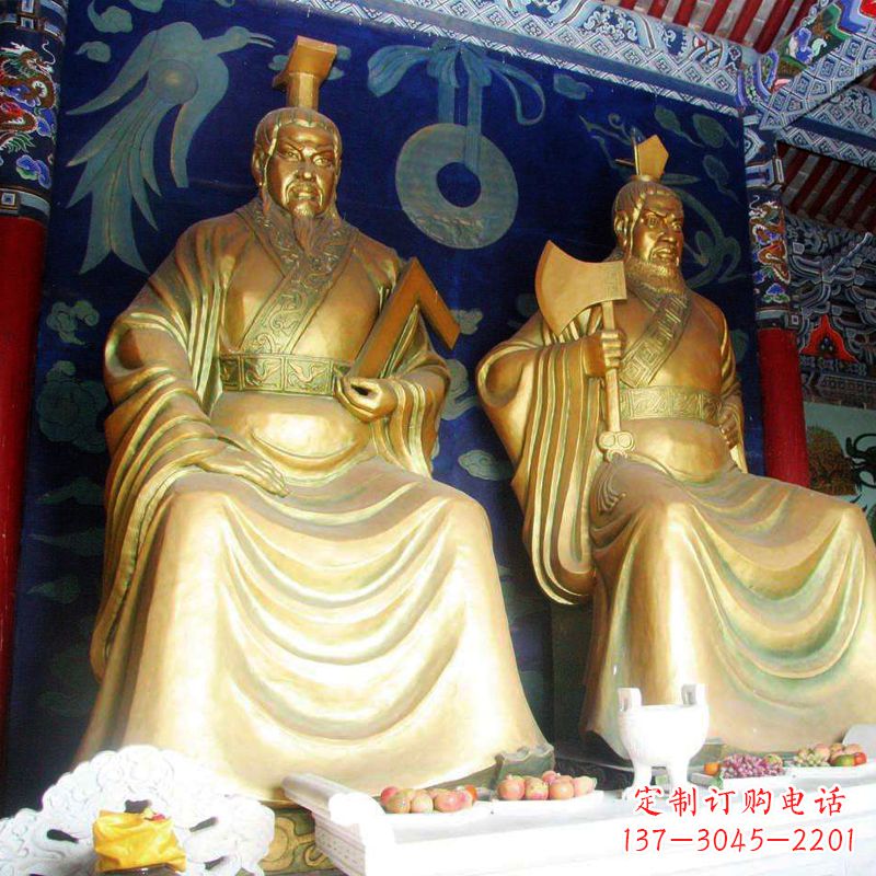 昆明帝喾与颛顼寺庙铜雕神像