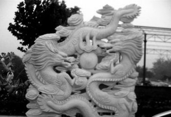昆明精美大理石双龙雕塑