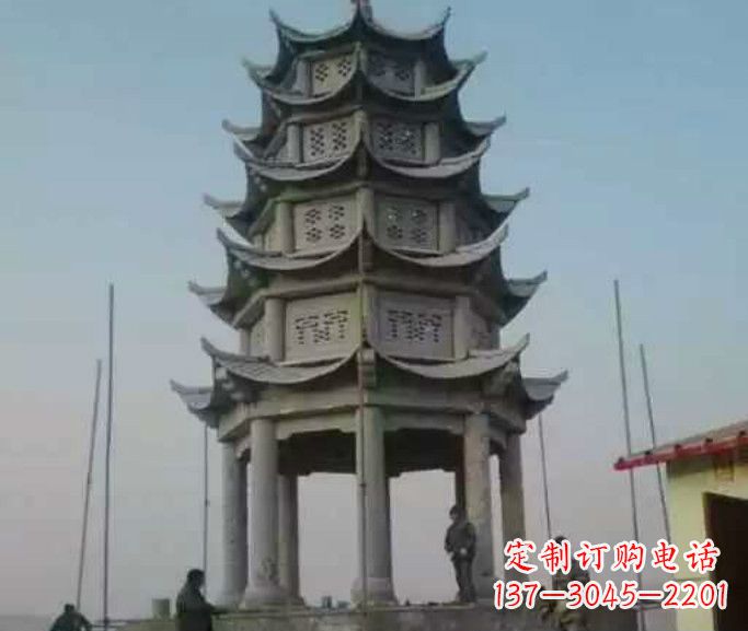 昆明多层八角凉亭石雕