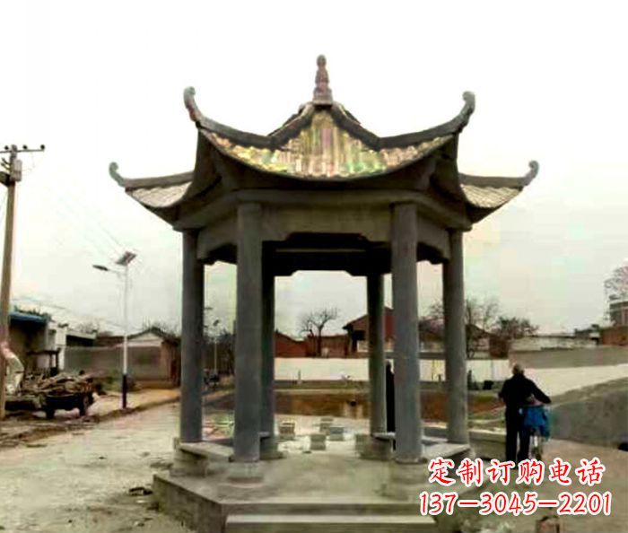 昆明仿古六角凉亭石雕 (3)