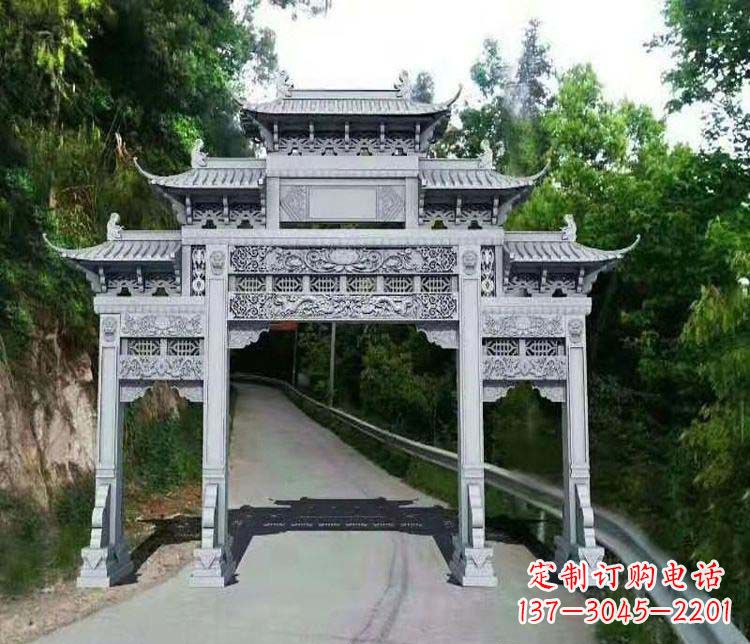 昆明仿古三门牌坊石雕
