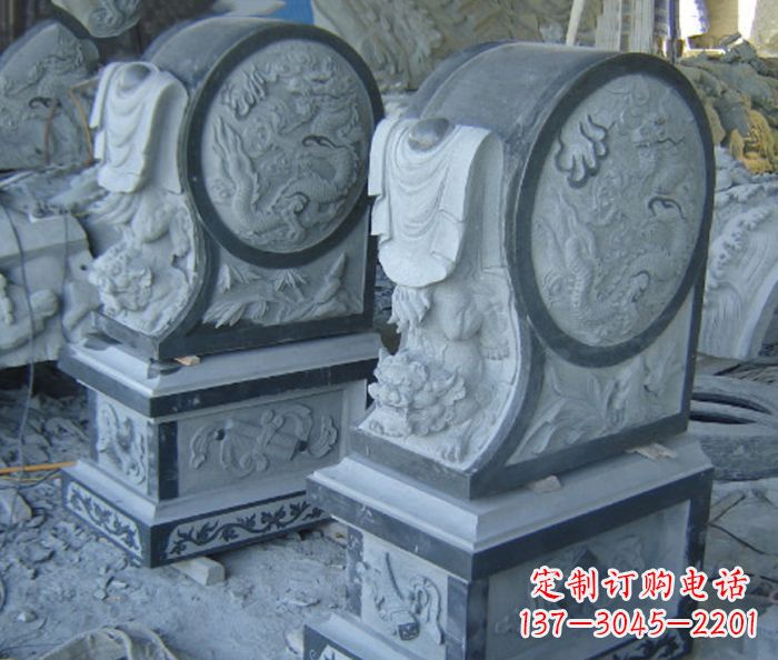 昆明仿古石门墩招财抱鼓石雕塑