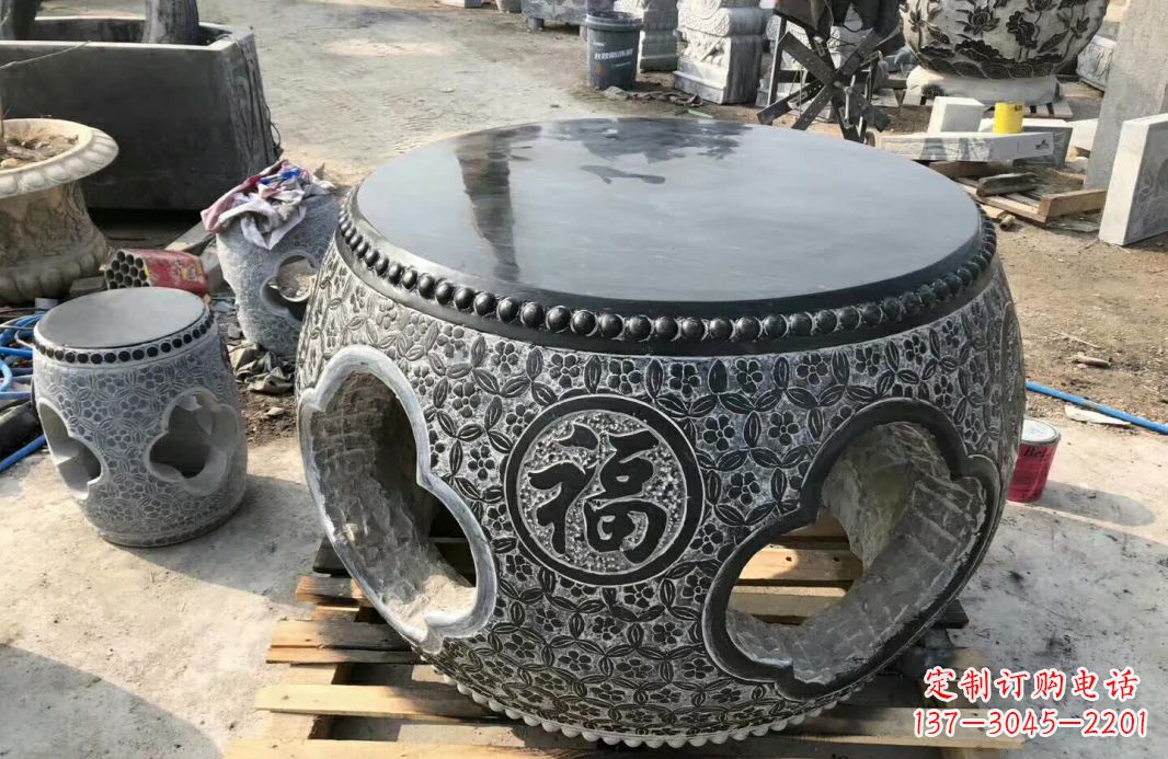 昆明中领雕塑 | 精美仿古石桌凳雕塑