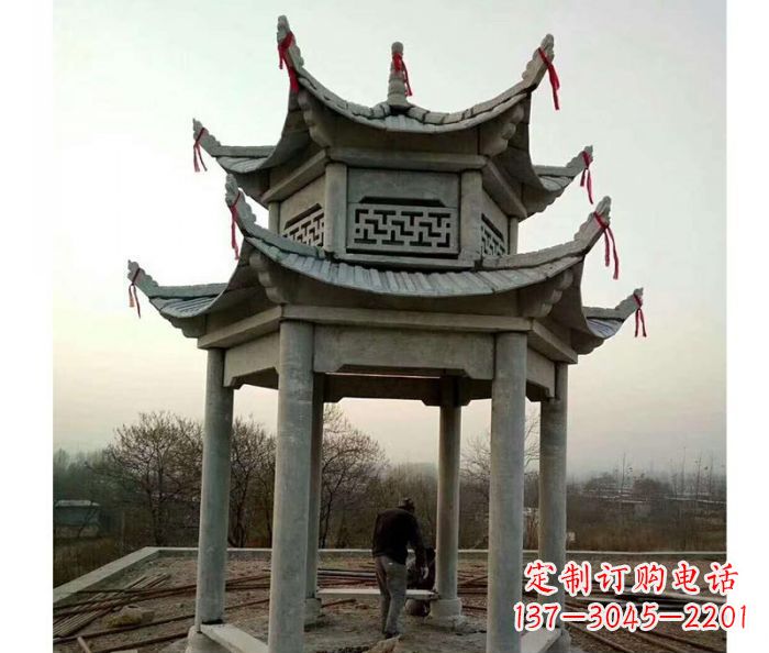昆明仿古双层石雕凉亭