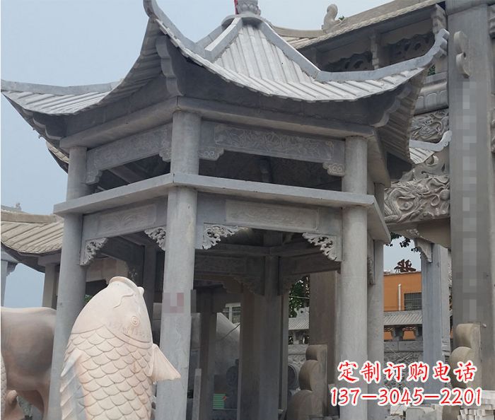 昆明精美仿古双层石雕凉亭