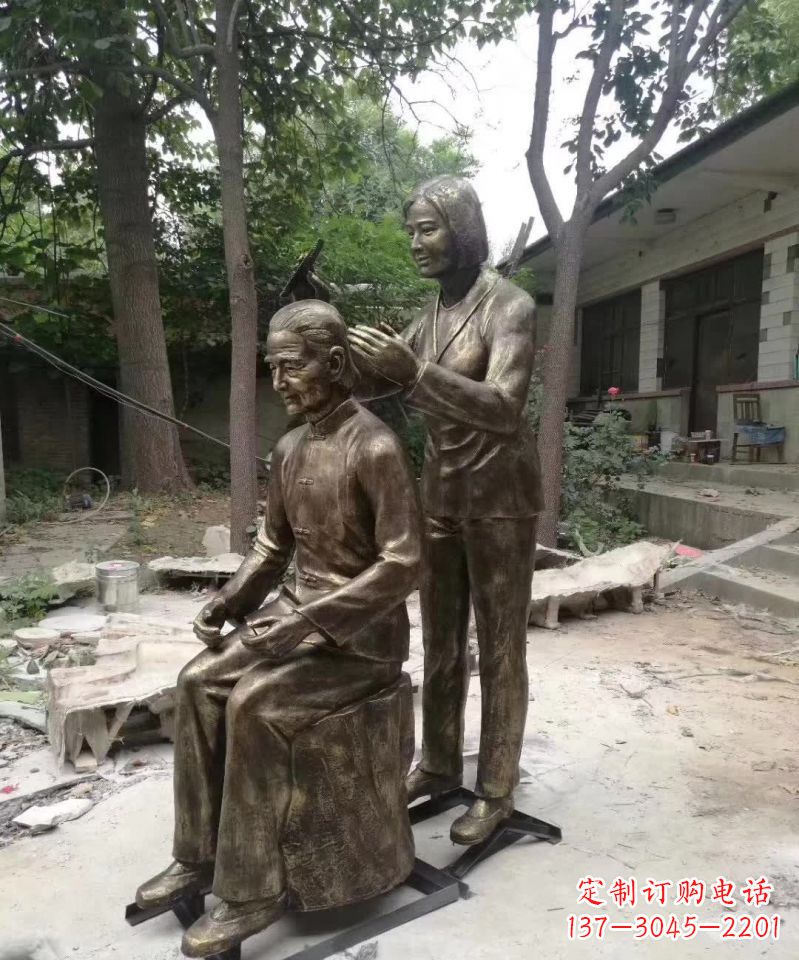 昆明产品名称纪念母亲的梳头人物铜雕