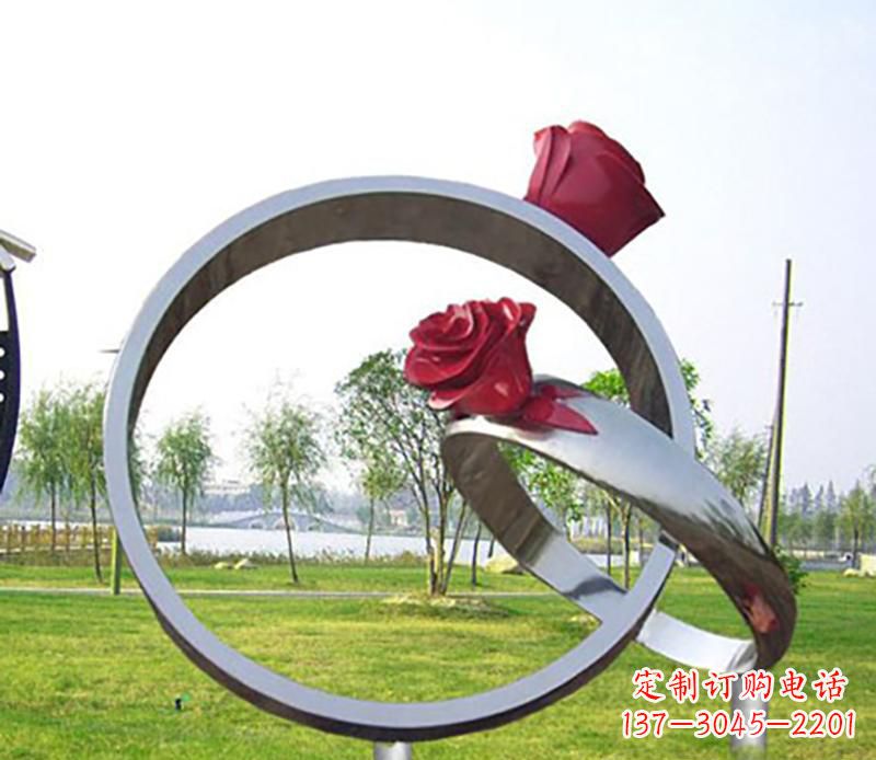 昆明不锈钢景观婚戒雕塑