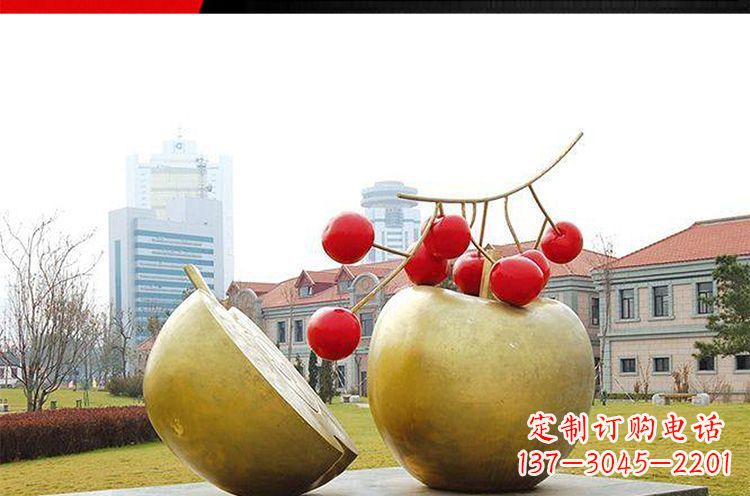 昆明公园不锈钢苹果樱桃雕塑