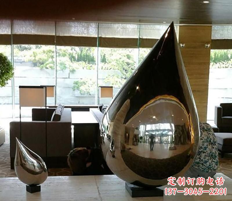 昆明公园不锈钢水滴球景观雕塑