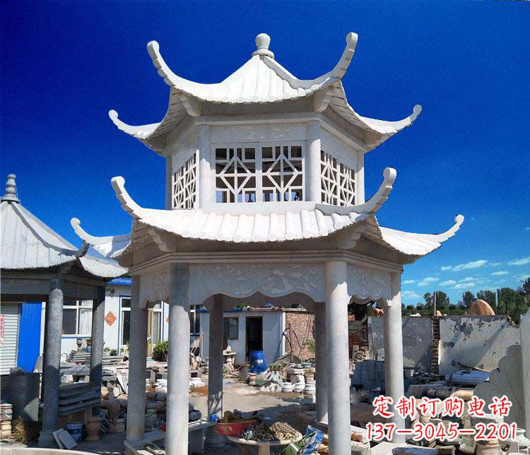 昆明大理石双层凉亭雕塑