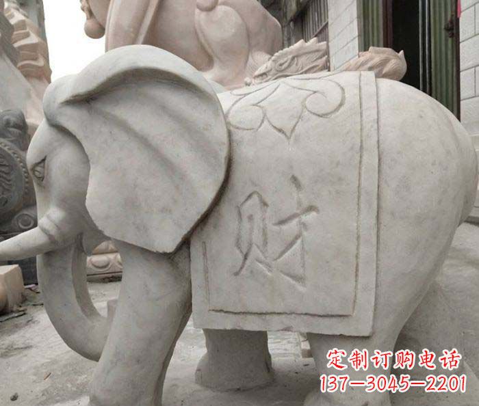昆明公园动物大理石大象石雕 (2)