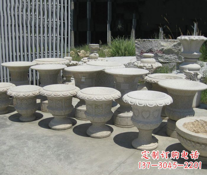 昆明大理石花盆石雕艺术品