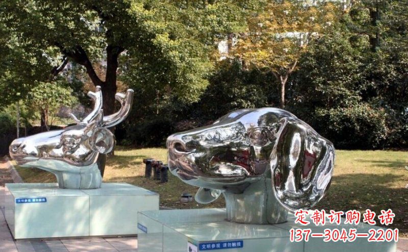 昆明不锈钢十二生肖头像雕塑
