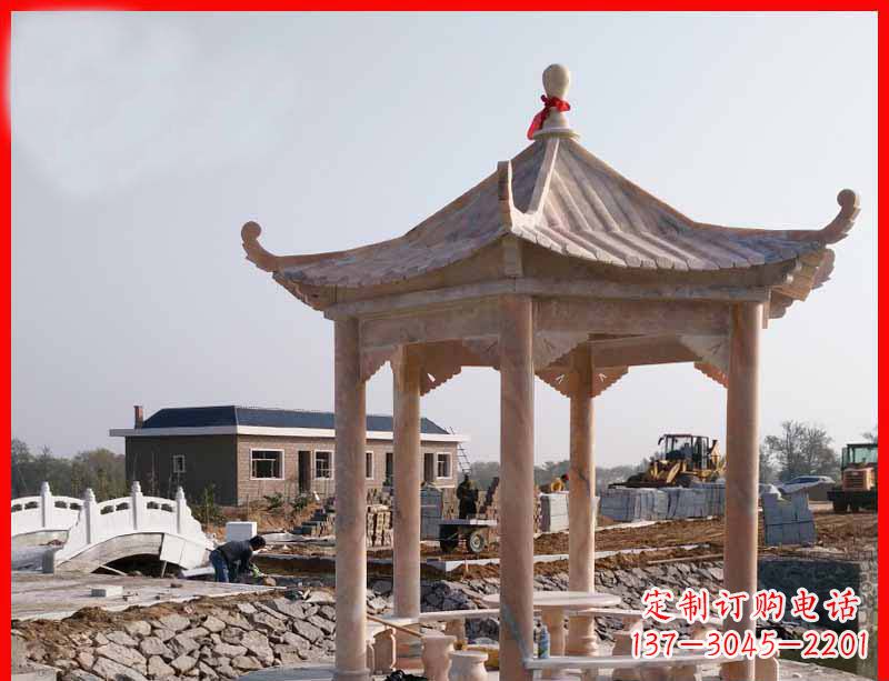 昆明红六角石凉亭雕塑
