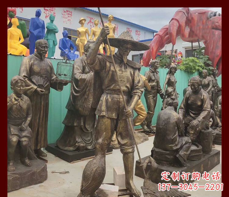 昆明新中式鸬鹚铜雕塑