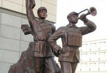 昆明革命精神熠熠冲锋号铜雕