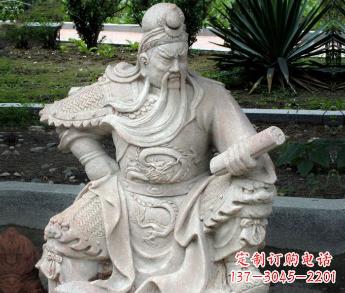 昆明古代人物关公看书石雕