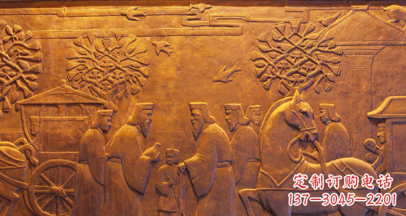 昆明古代人物和马车铜浮雕