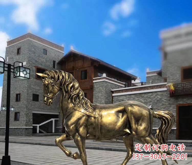 昆明广场仿铜奔马雕塑 玻璃钢公园景观动物雕塑