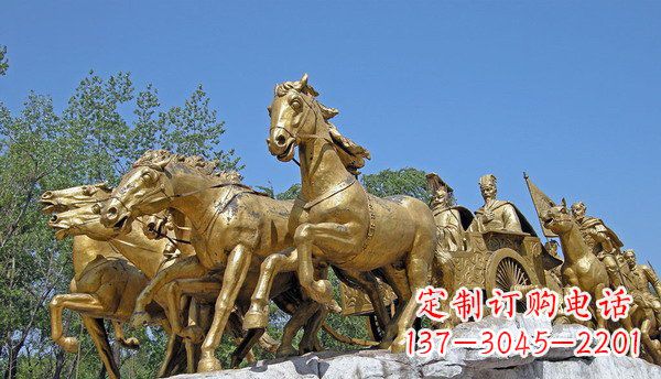昆明中领雕塑:精美古典马车铜雕