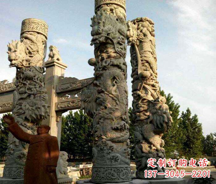 昆明广场景观大理石龙柱石雕