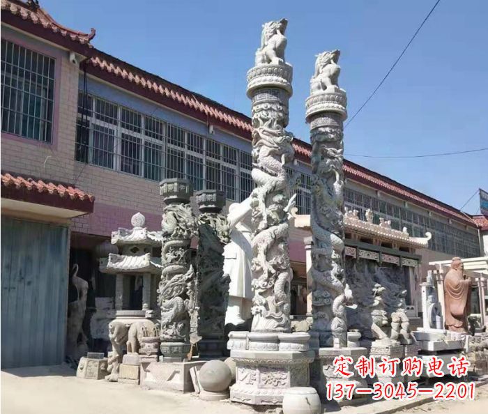 昆明广场景观大理石龙柱石雕_1