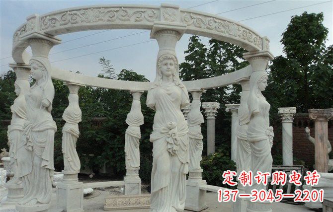 昆明汉白玉欧式凉亭雕塑，尽享悠然凉意
