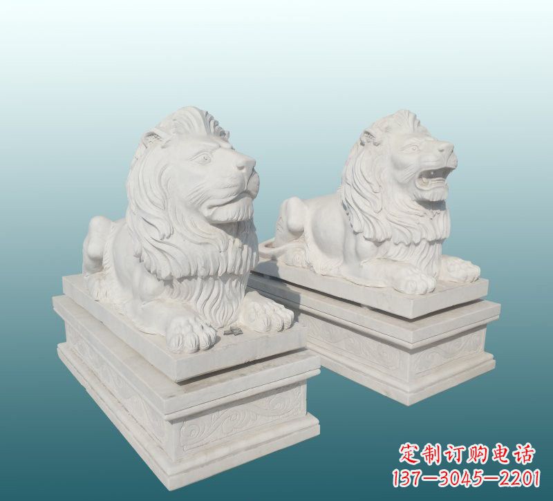 昆明汉白玉狮子雕塑,来自中领雕塑精美设计