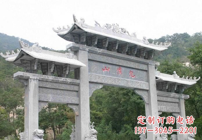 昆明三门仿古牌坊石雕,精美绝伦