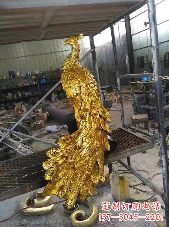 昆明鎏金凤凰,城市园林铸铜景观动物雕塑