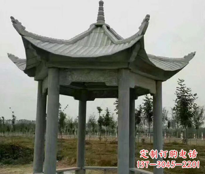 昆明精美六角石凉亭雕塑