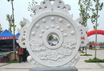 昆明精雕细琢汉白玉双龙石门墩雕塑