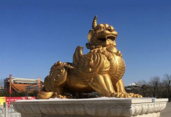 昆明鎏金铜獬豸雕塑-给您的园林更多灵魂
