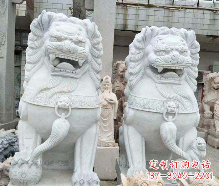 昆明企业景观大理石狮子石雕 (3)