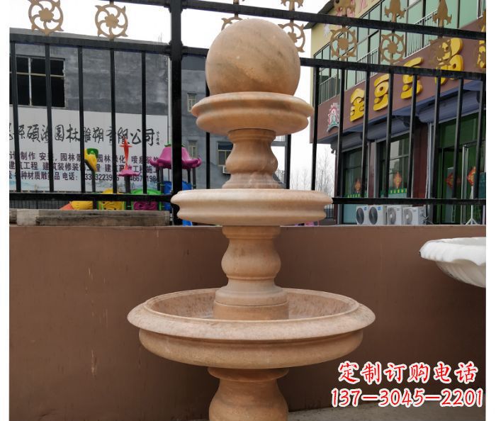 昆明风水球石雕,晚霞红别墅装饰精品