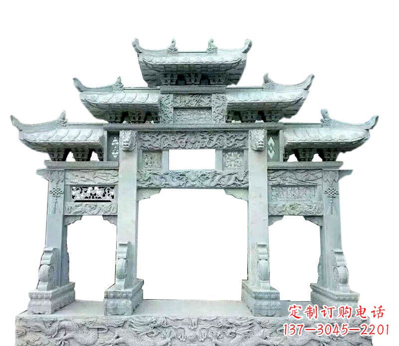 昆明中领雕塑仿古牌坊石雕定制