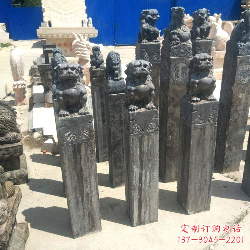 昆明狮子拴马桩雕塑,展现国之雄风