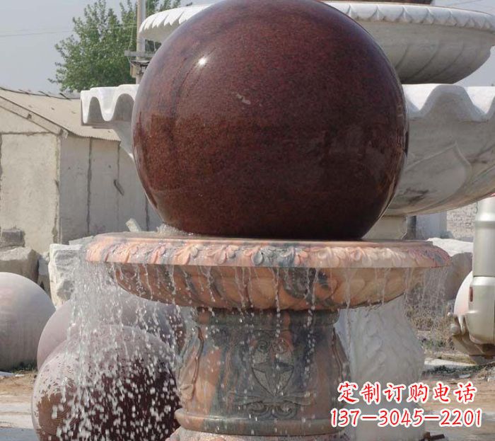 昆明石来运转小型风水球喷泉石雕