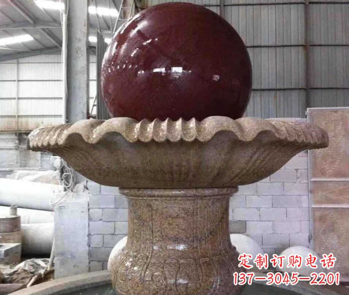 昆明石来运转小型风水球喷泉石雕 (2)