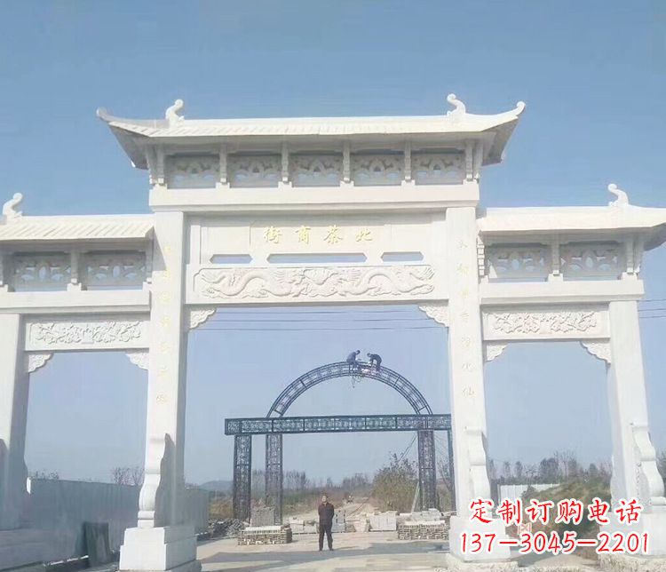 昆明石牌坊三门牌坊石雕 (4)
