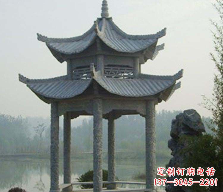 昆明双层仿古凉亭石雕_2