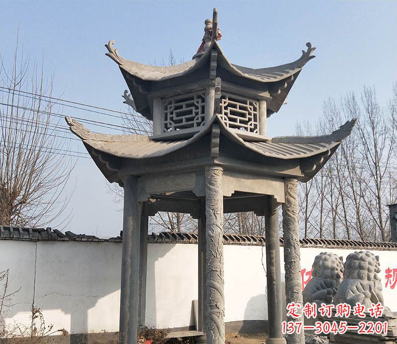 昆明双层户外凉亭石雕 (2)