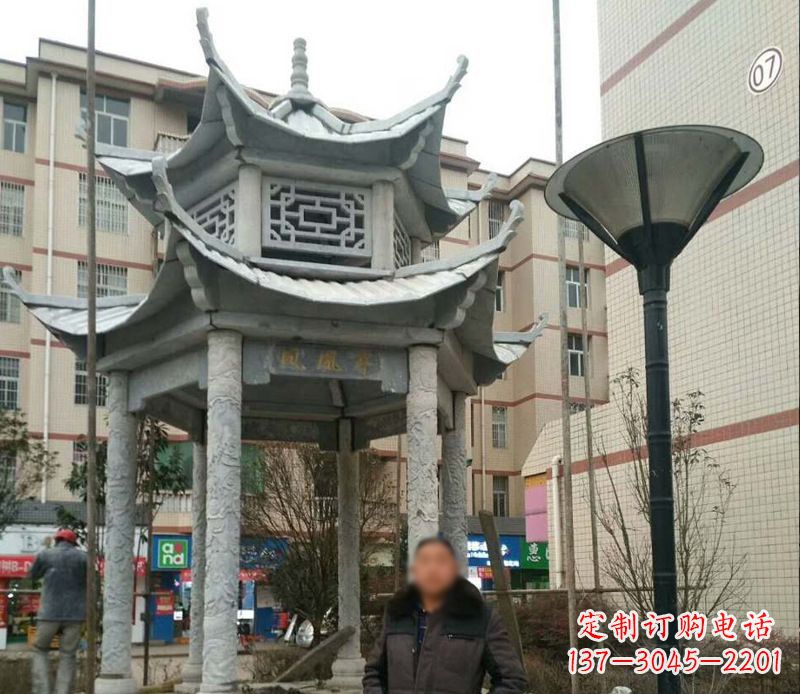 昆明双层六角凉亭石雕