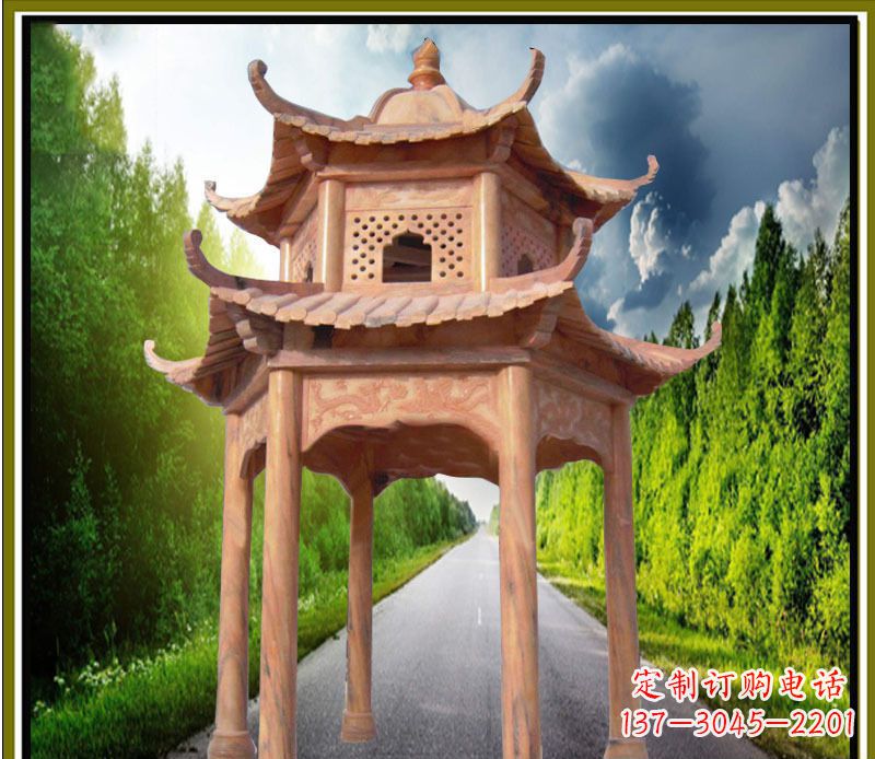 昆明双层凉亭园林石雕