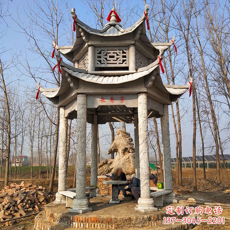 昆明双层六角石凉亭