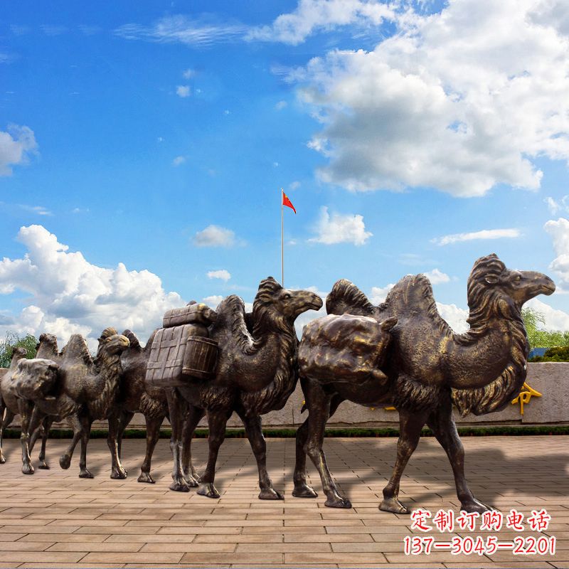 昆明丝绸之路骆驼队仿铜景观雕塑