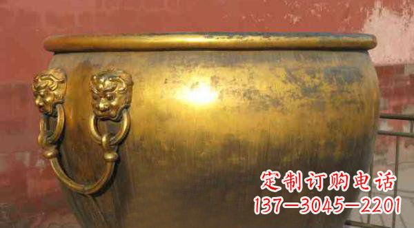 昆明寺庙水缸铜雕 (2)