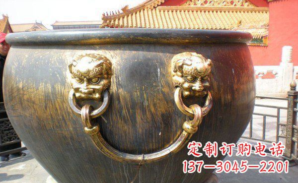 昆明寺庙水缸铜雕 (3)