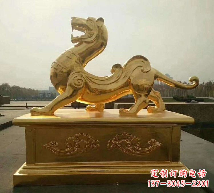 昆明贴金古代神兽青龙雕塑